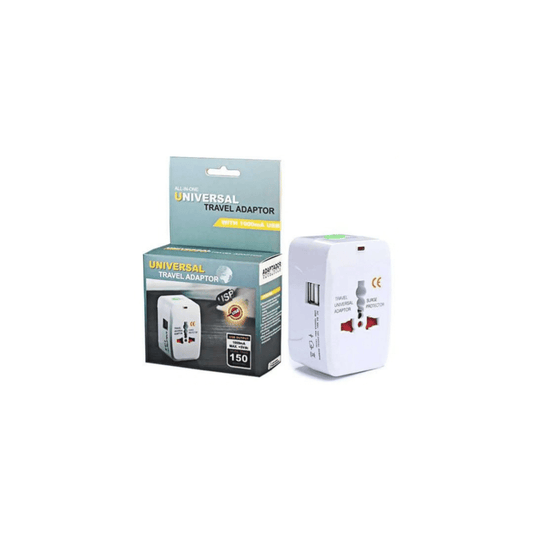 ADAPTADOR DE CORRIENTE  VIAJE UNIVERSAL CON ENTRADA DOBLE USB